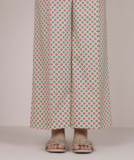 Women's Pret Cotton Off White Printed Culottes