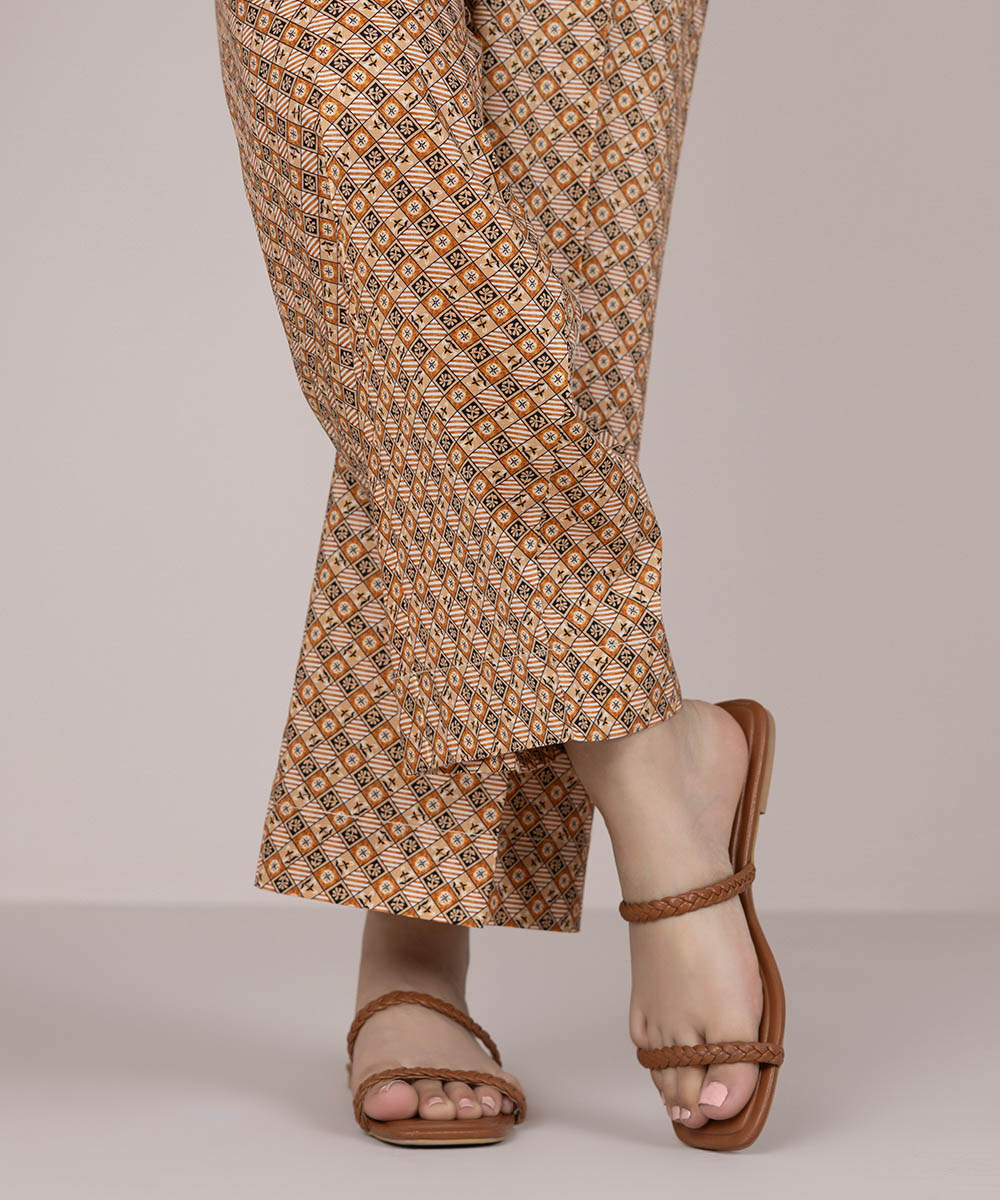 Women's Pret Cotton Brown Printed Culottes