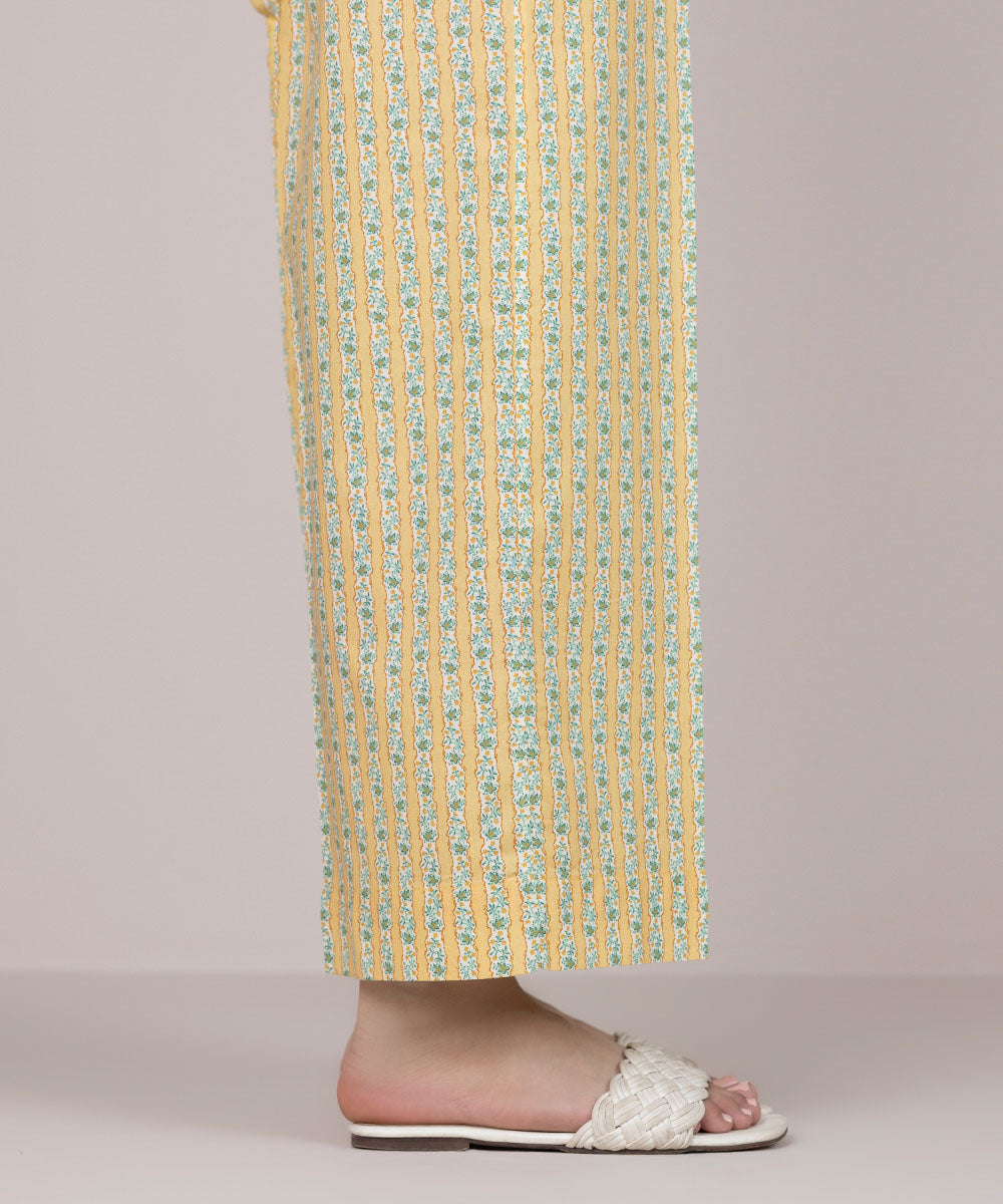 Women's Pret Cotton Yellow Printed Culottes