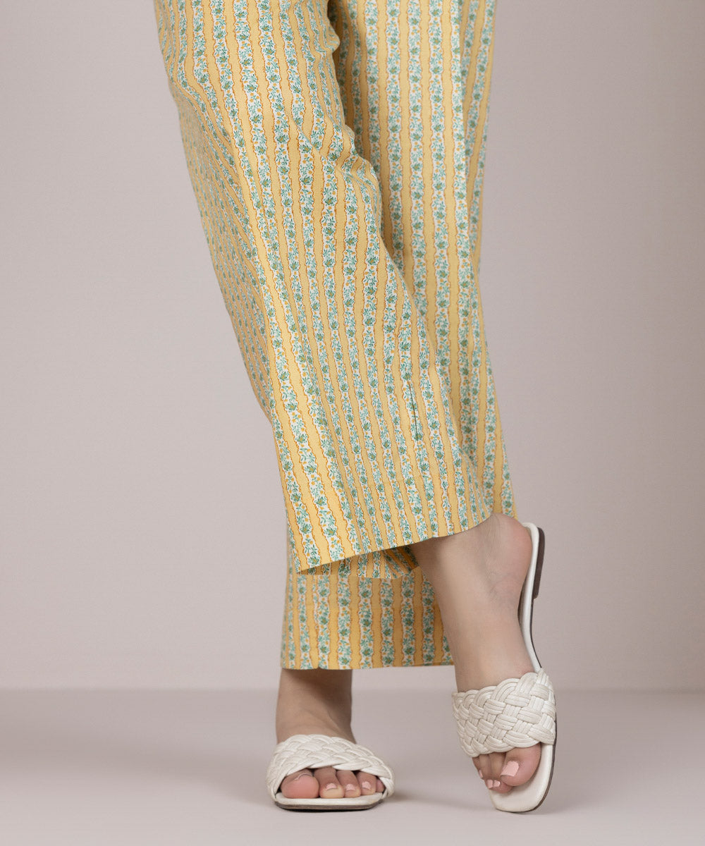 Women's Pret Cotton Yellow Printed Culottes