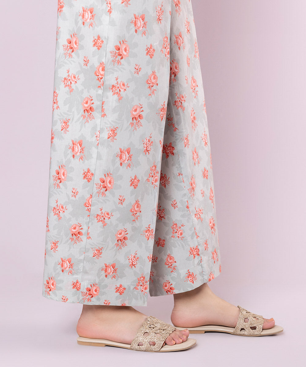 Women's Pret Cotton Viscose Printed Grey Culottes