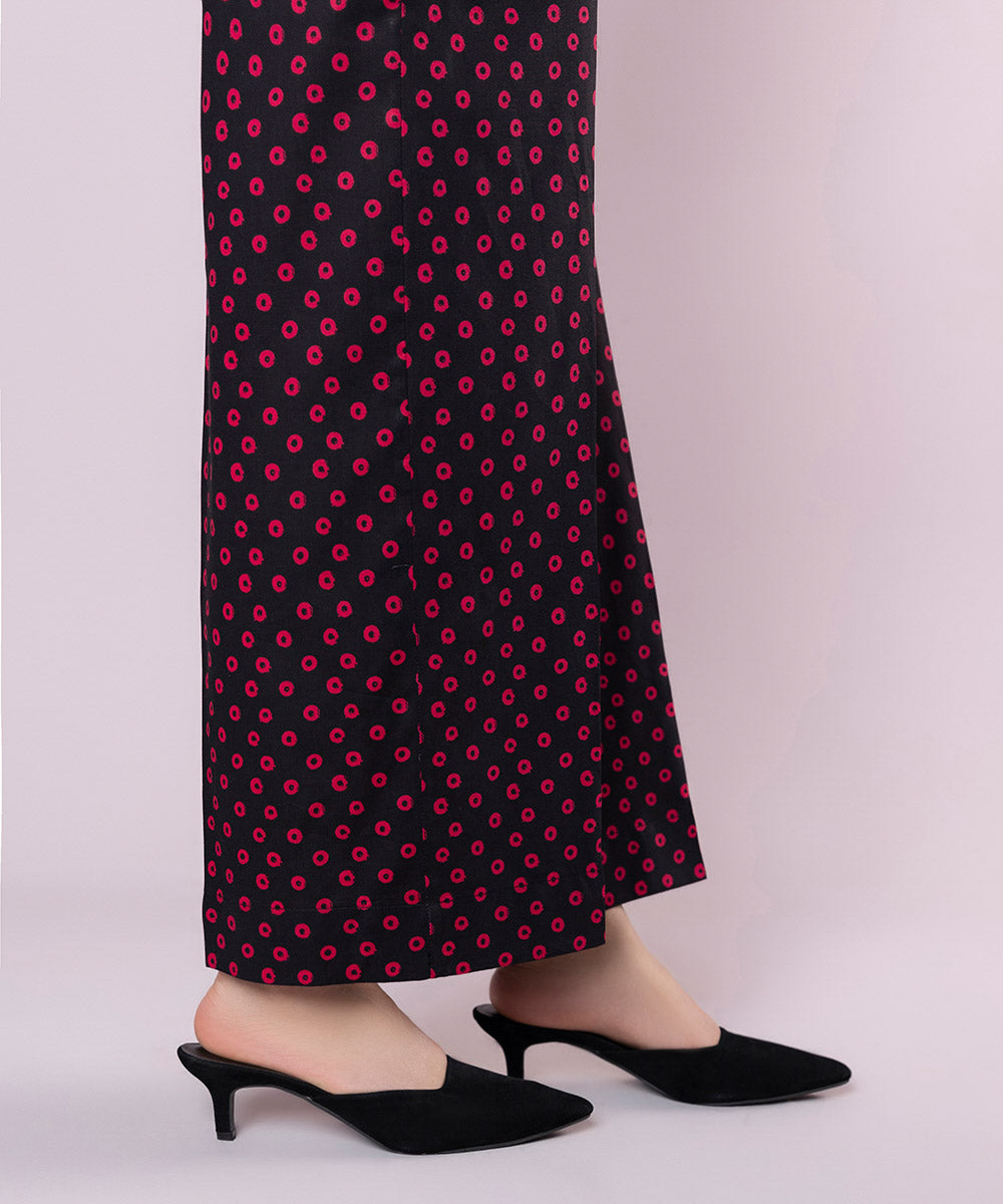 Women's Pret Cotton Viscose Printed Black Culottes