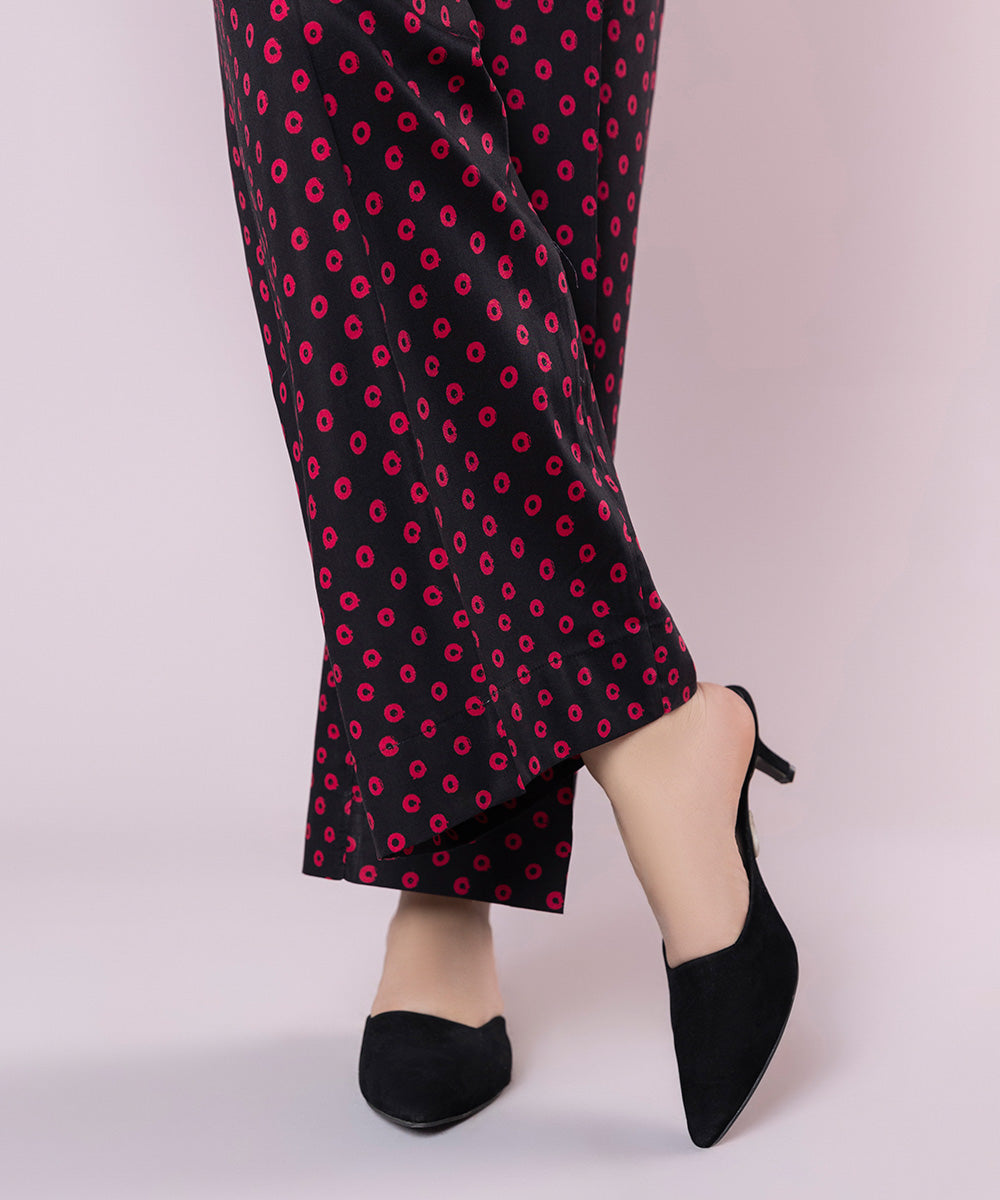 Women's Pret Cotton Viscose Printed Black Culottes