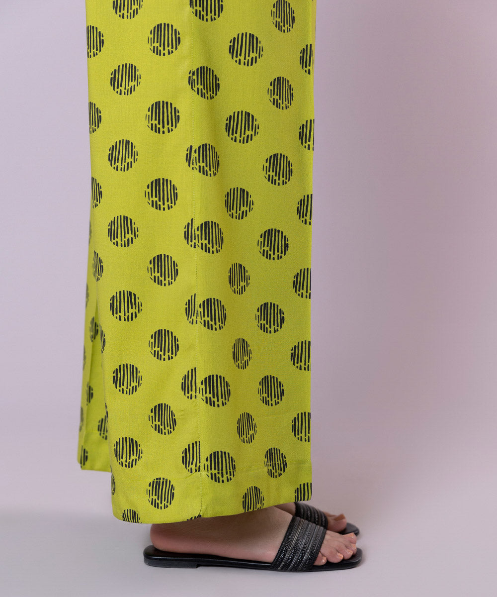 Women's Pret Cotton Viscose Printed Green Culottes