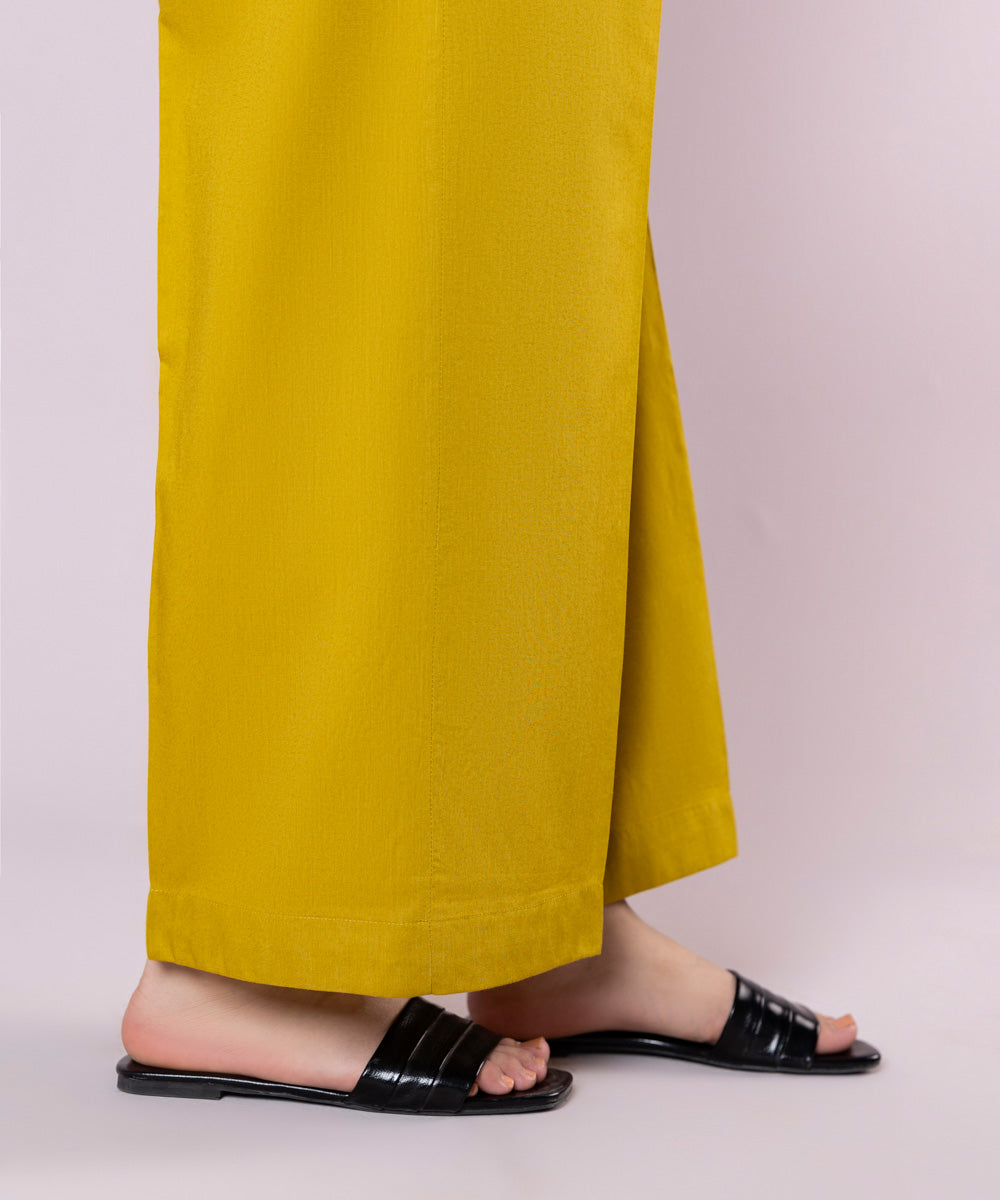 Women's Pret Cotton Viscose Dyed Yellow Culottes