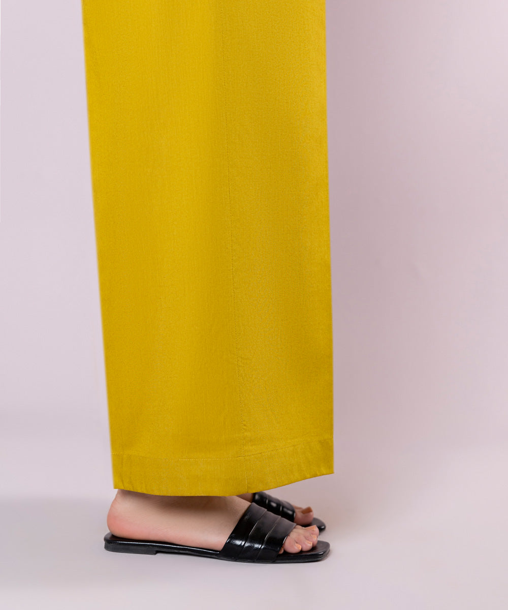 Women's Pret Cotton Viscose Dyed Yellow Culottes