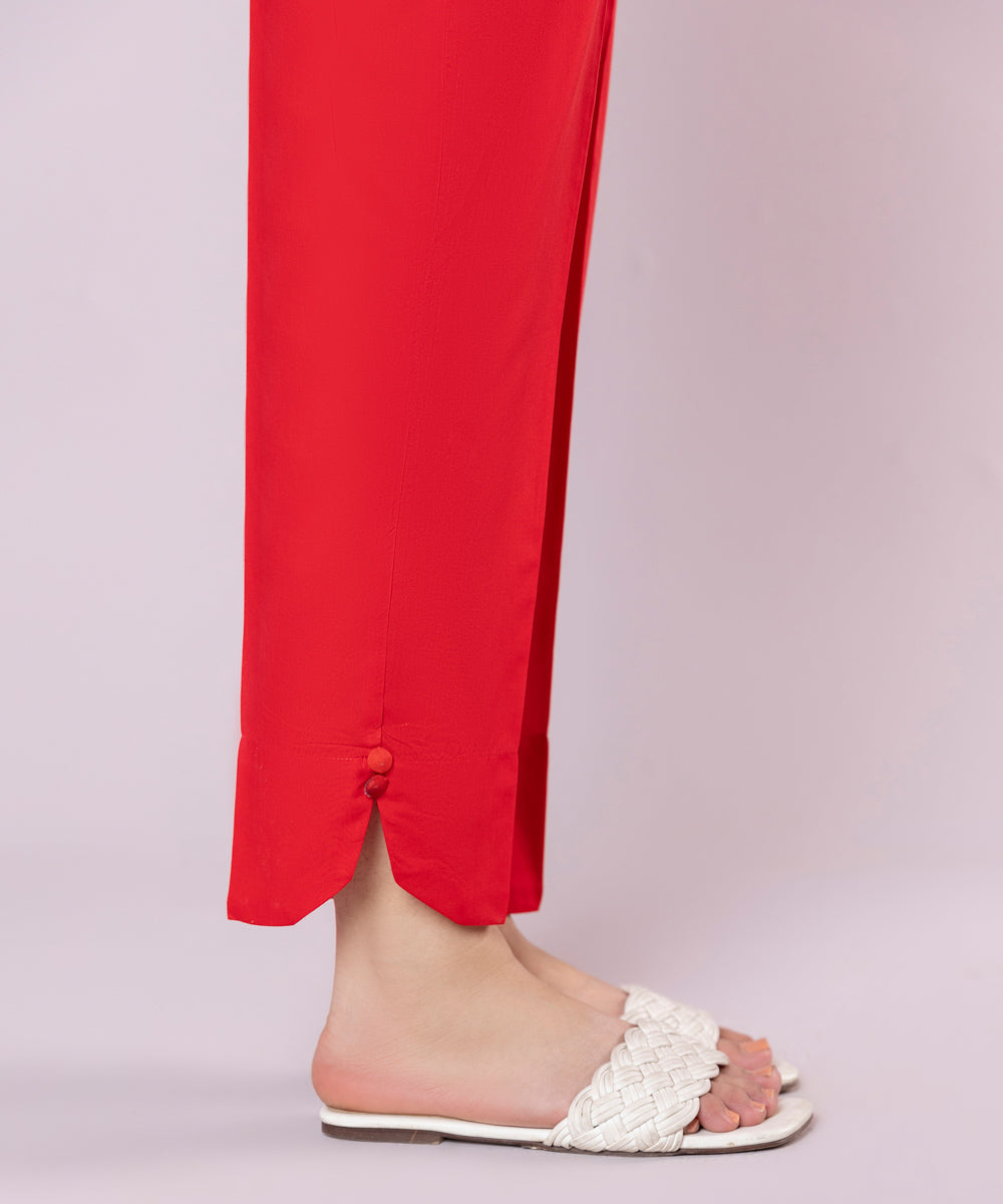 Women's Pret Lawn Dyed Red Cigarette Pants