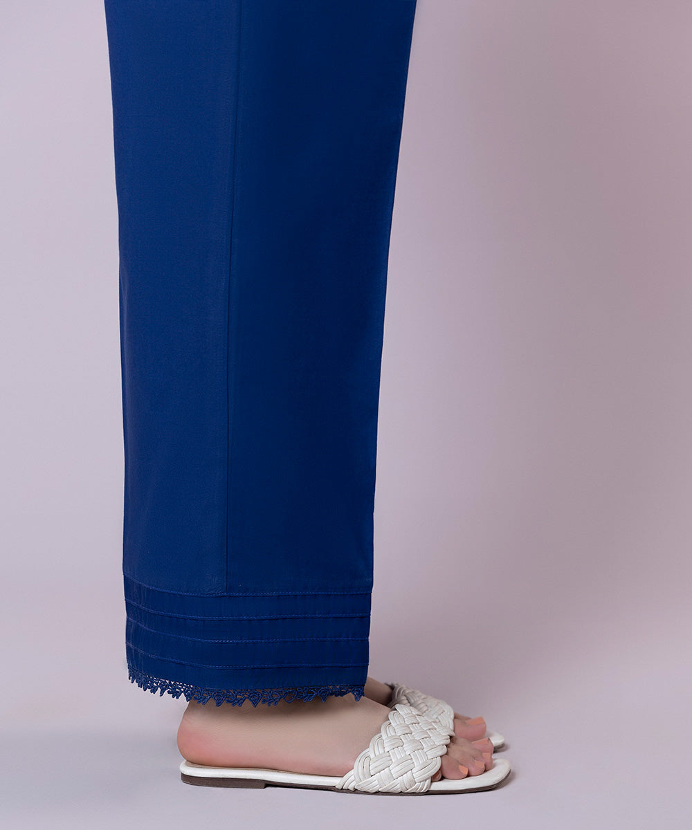 Women's Pret Cambric Dyed Blue Straight Pants