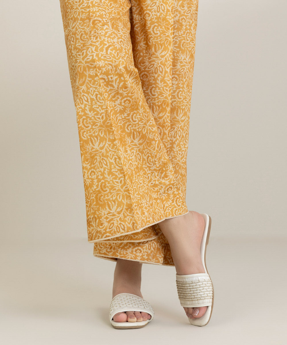 Women's Pret Cambric Yellow Printed Culottes