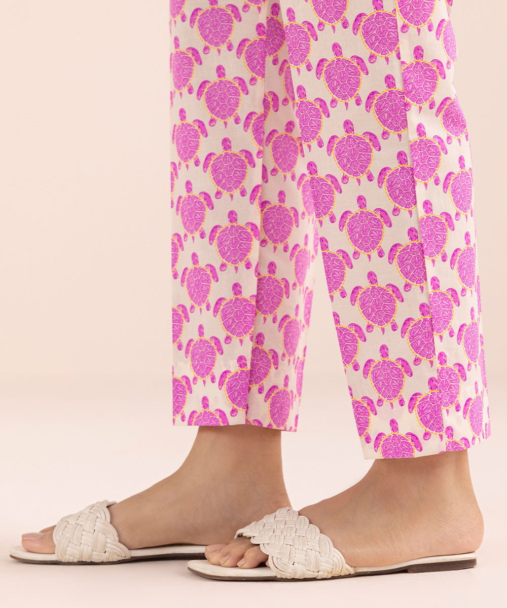 Women's Pret Cambric Pink Printed Cigarette Pants