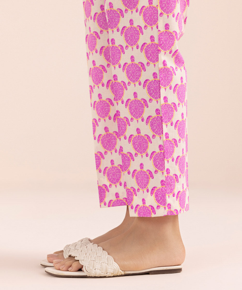Women's Pret Cambric Pink Printed Cigarette Pants