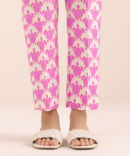 Women's Pret Cambric Pink Printed Cigarette Pants