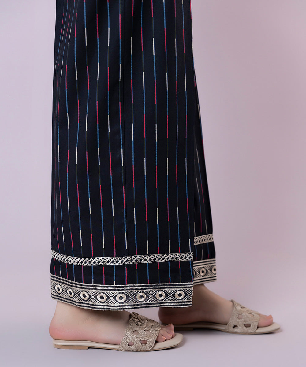 Women's Pret Cotton Printed Black Culottes