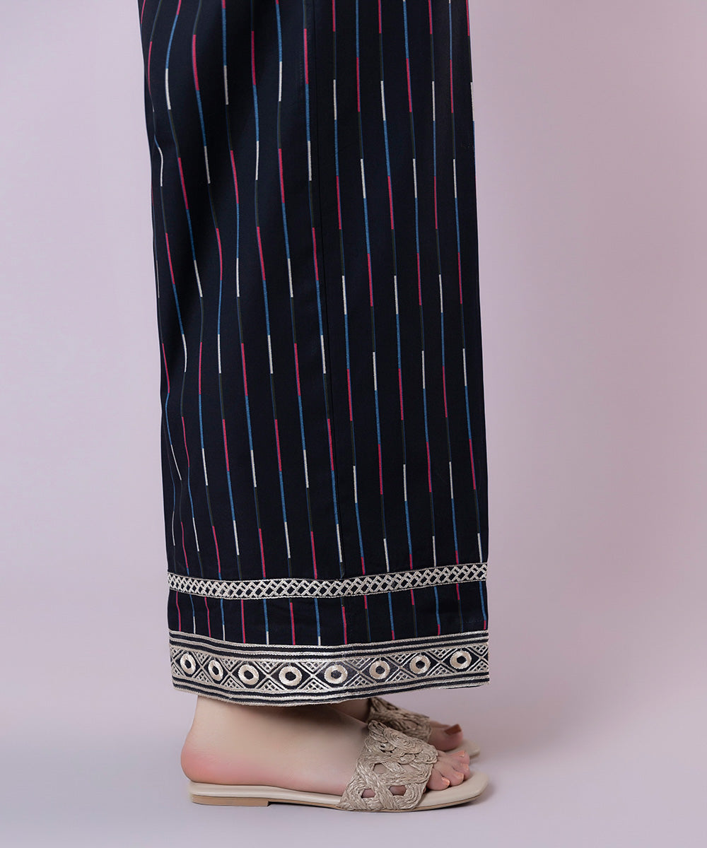 Women's Pret Cotton Printed Black Culottes