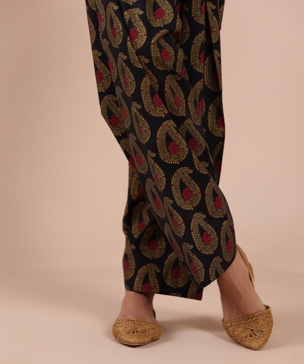 Women's Pret Cambric Black Printed Shalwar