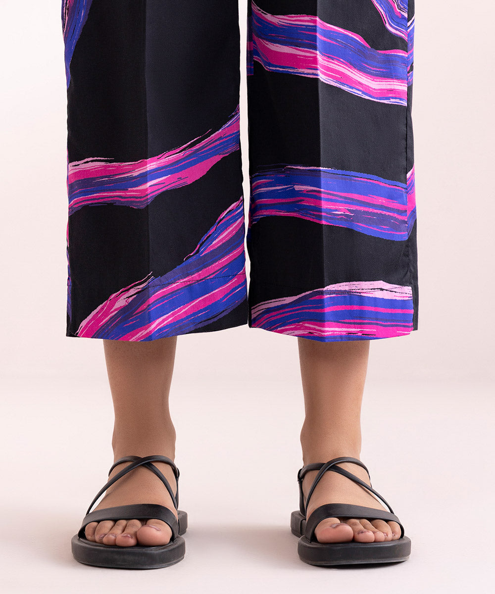 Women's Pret Cotton Satin Multi Printed Culottes