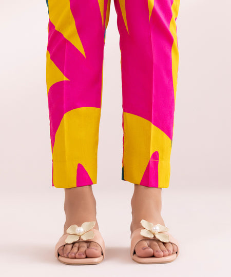 Women's Pret Cotton Satin Multi Printed Cigarette Pants