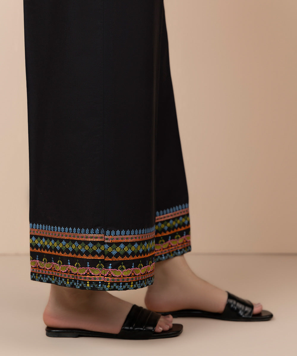 Women's Pret Cambric Dyed Black Culottes