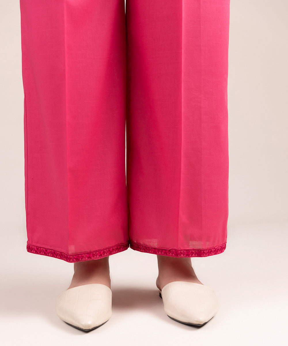 Women's Pret Lawn Embroidered Pink Straight Pants