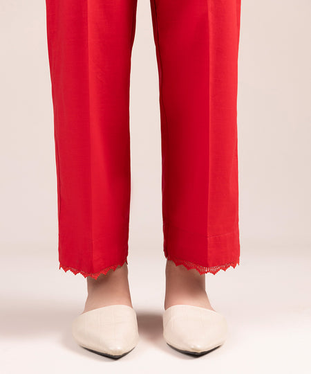 Women's Pret Lawn Solid Red Straight Pants
