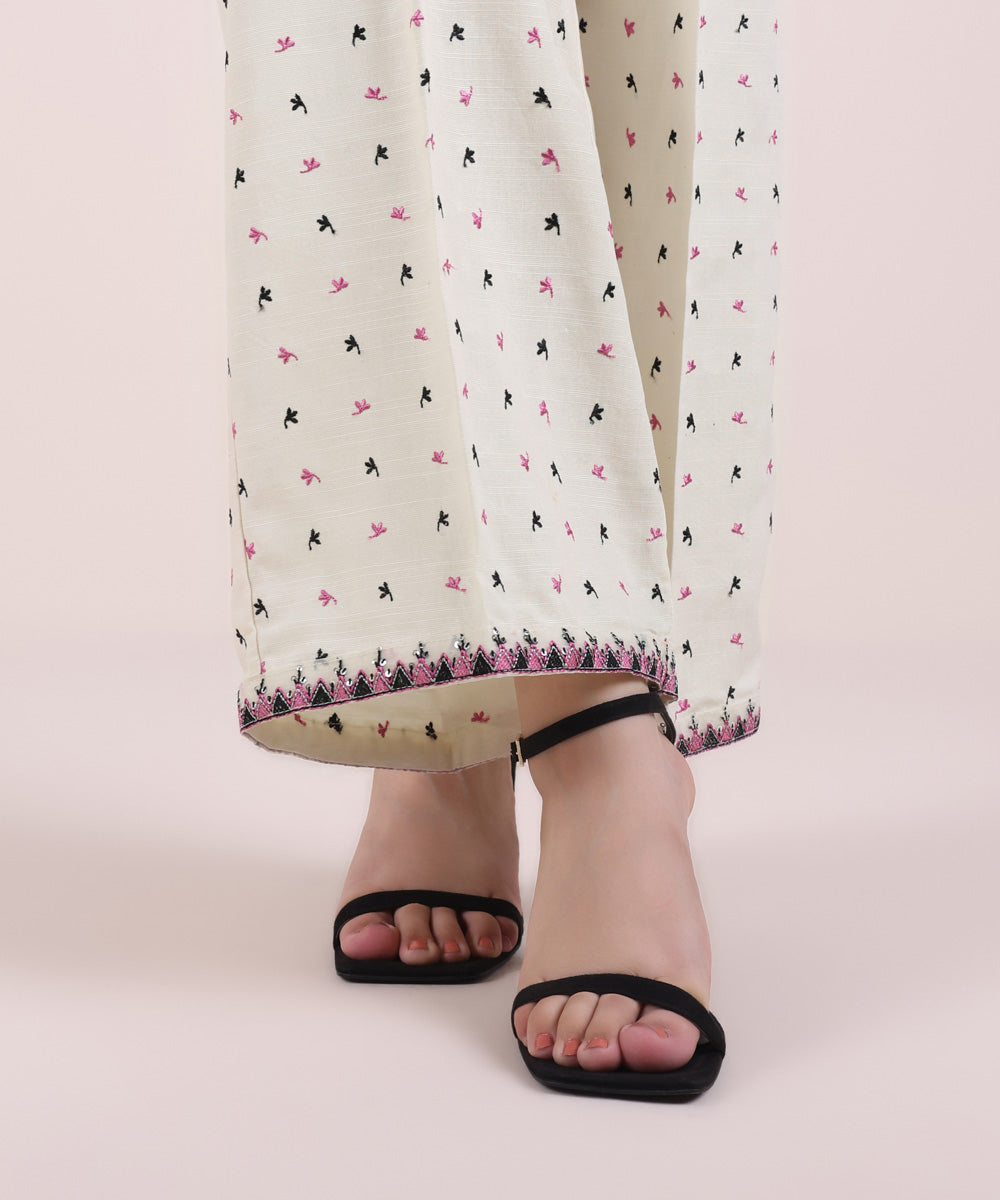 Women's Pret Dull Raw Silk Embroidered Multi Culottes