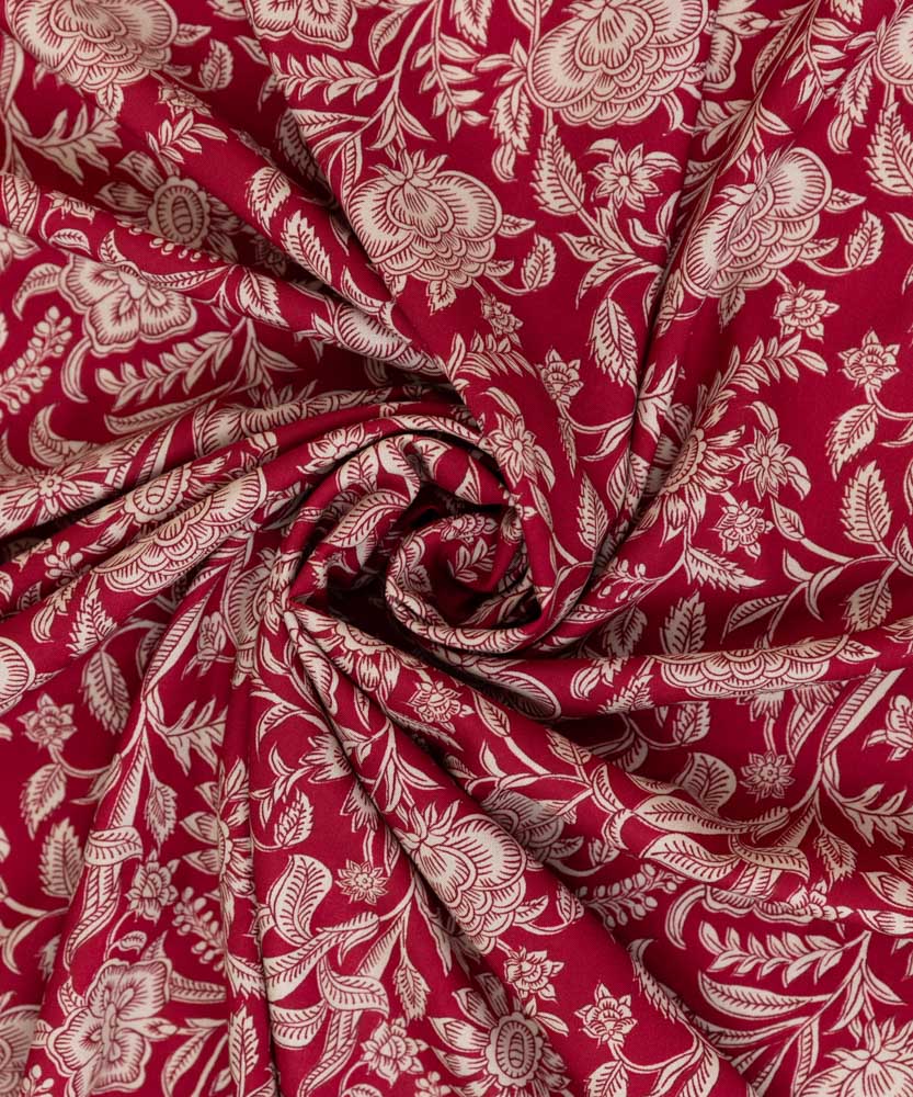 Women's Pret Printed Red Linen Dupatta