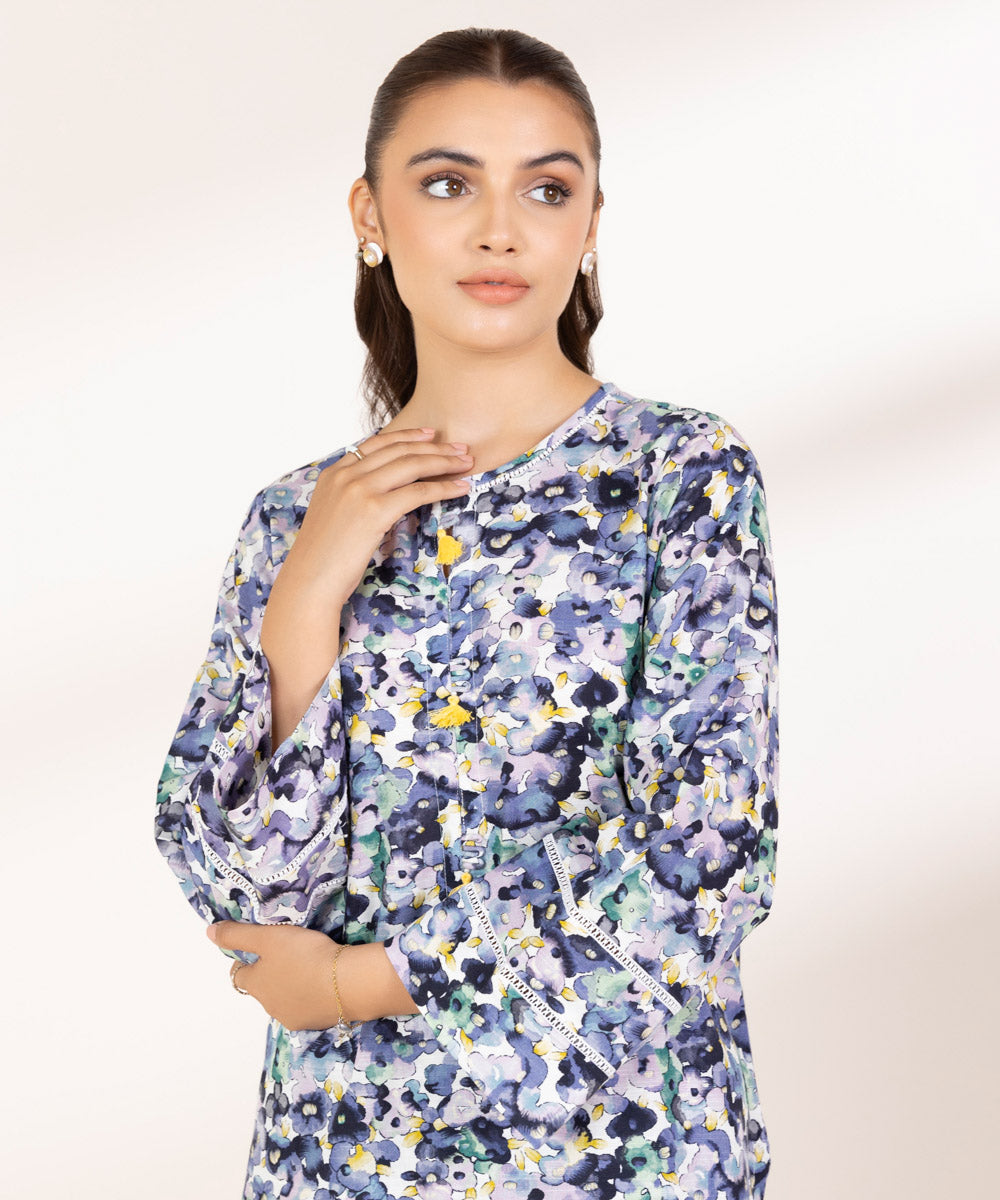 Women's Pret Lawn Printed Blue A-Line Shirt