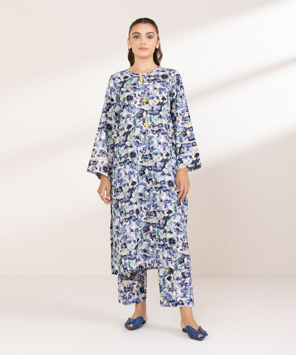 Women's Pret Lawn Printed Blue A-Line Shirt