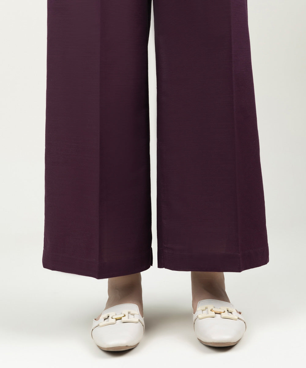 Women's Pret Khaddar Solid Plum Culottes