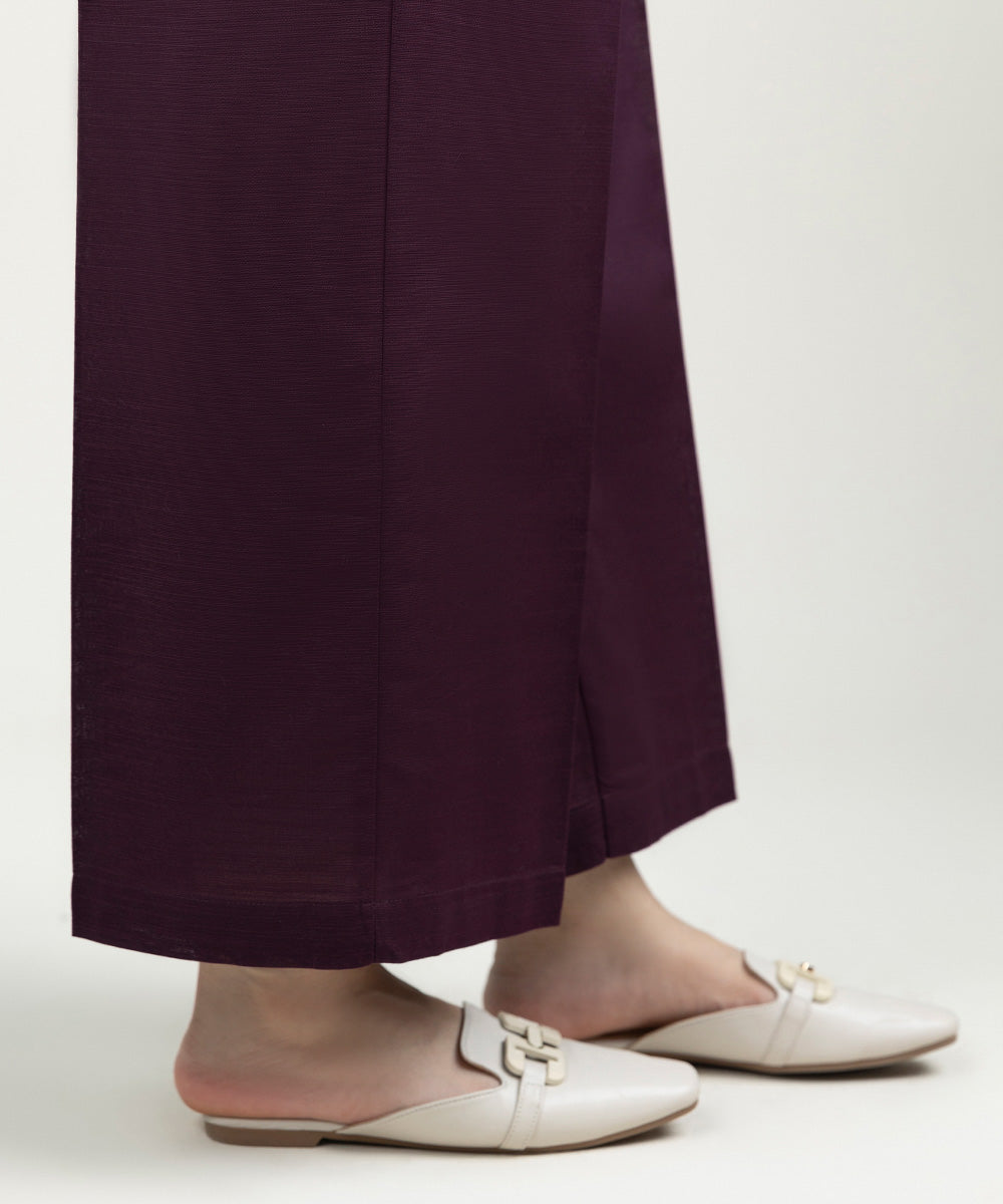 Women's Pret Khaddar Solid Plum Culottes