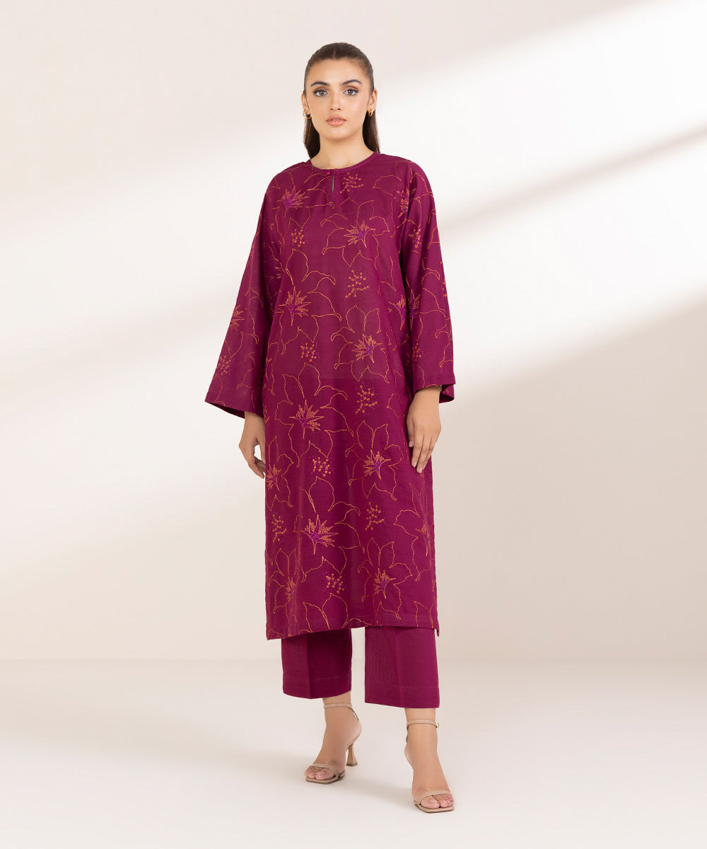 Women's Pret Lawn Embroidered Magenta A-Line Shirt