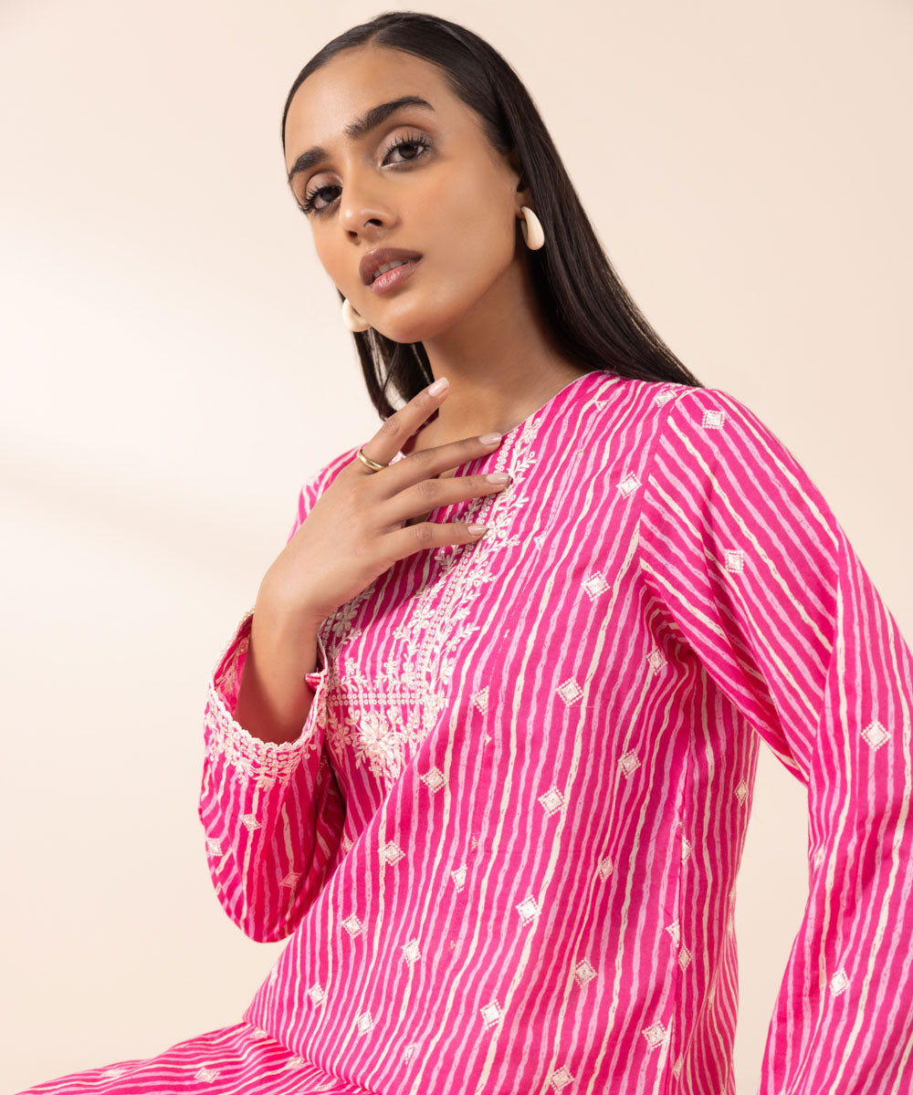 Women's Pret Lawn Pink Embroidered A-Line Shirt