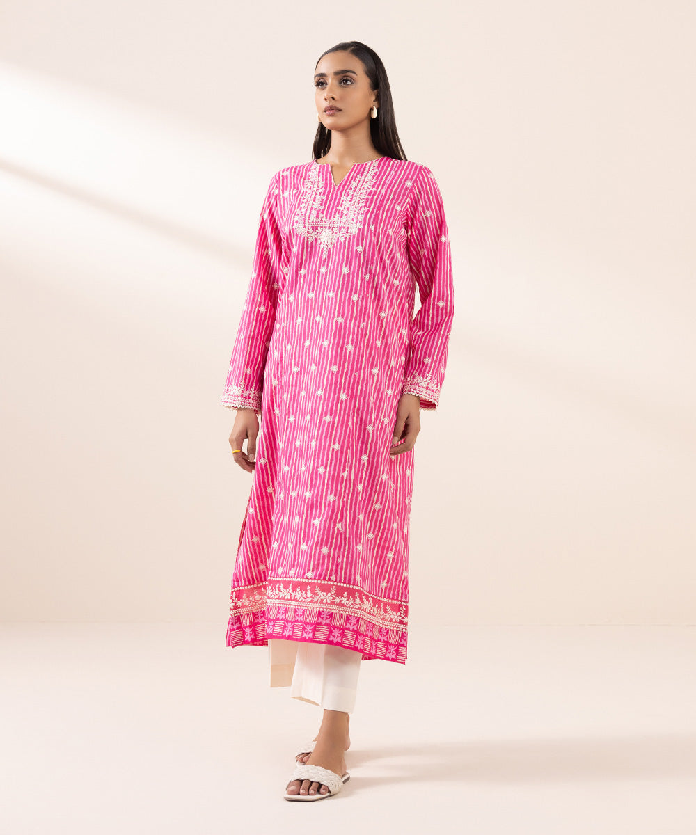 Women's Pret Lawn Pink Embroidered A-Line Shirt