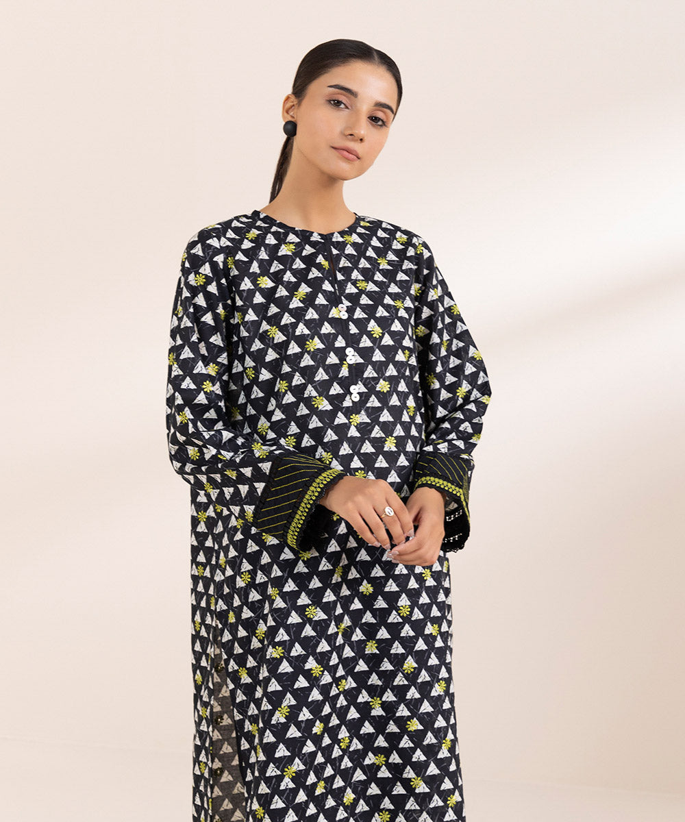 Women's Pret Lawn Black Embroidered A-Line Shirt