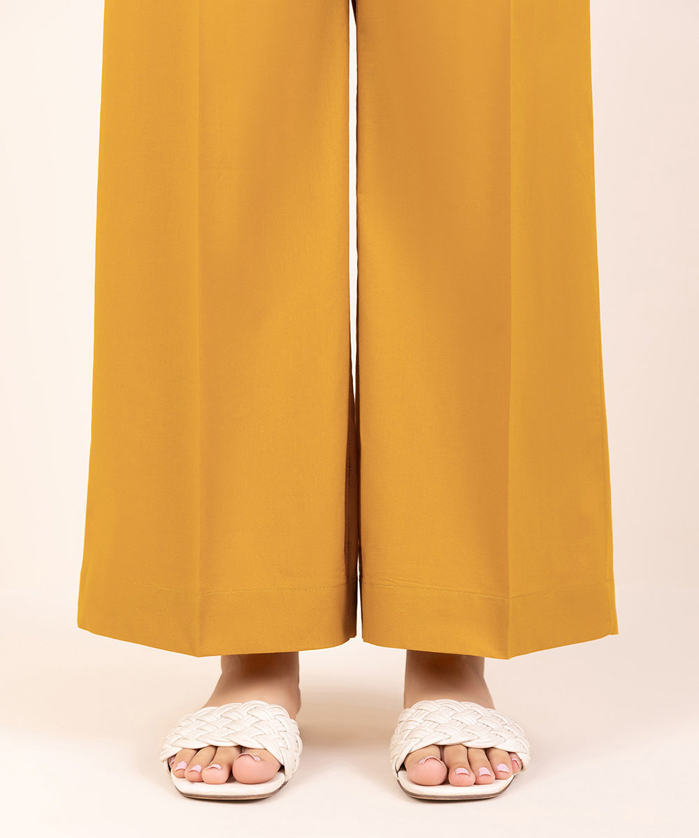 Women's Pret Cambric Yellow Solid Culottes