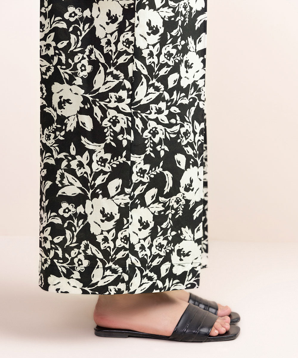 Women's Pret Cambric Black Printed Culottes