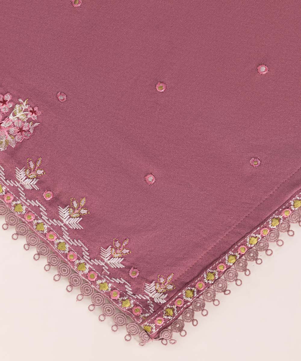 Blended Embroidered Tea Pink Shawl