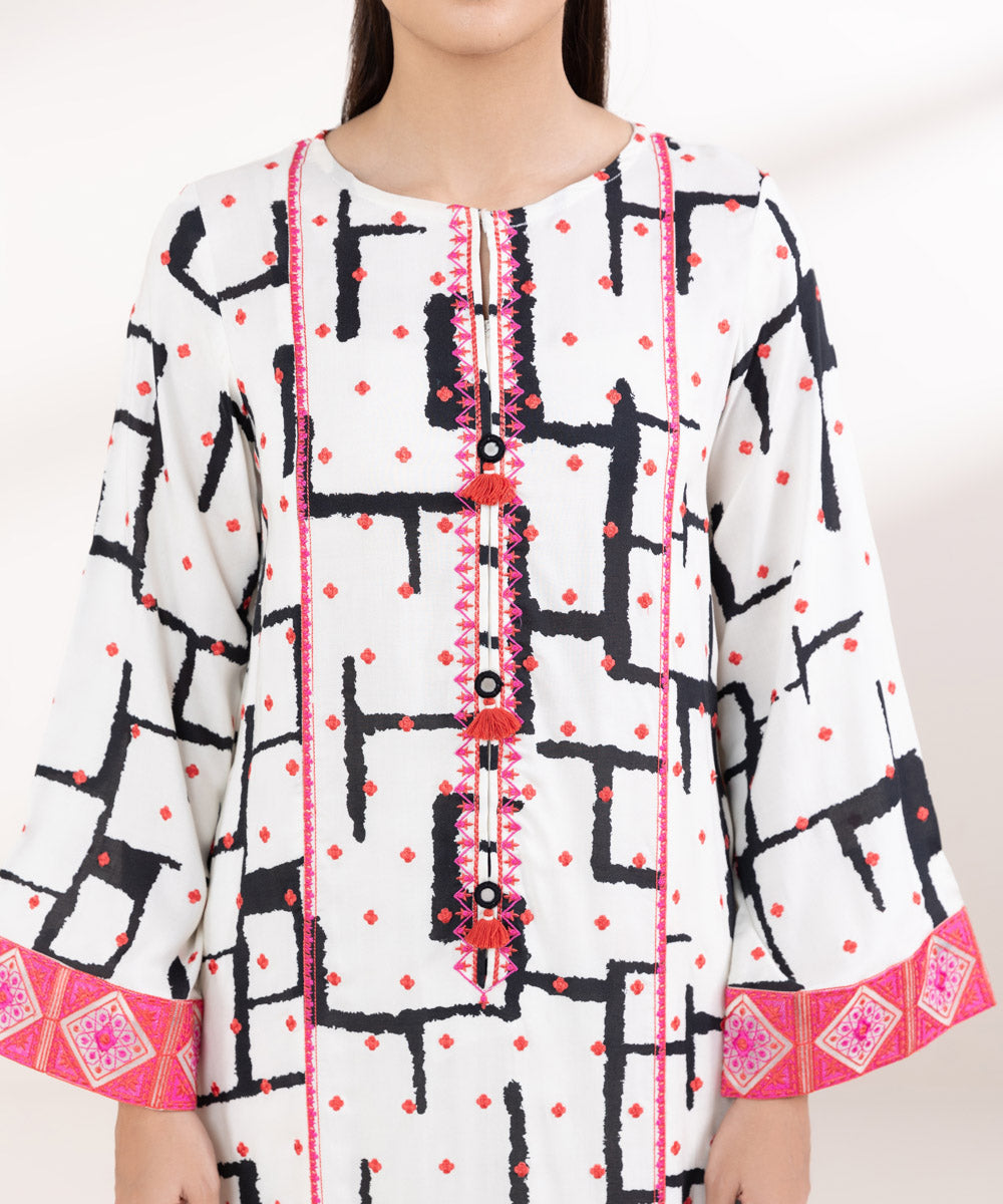 Women's Pret Linen Embroidered Multi A-Line Shirt