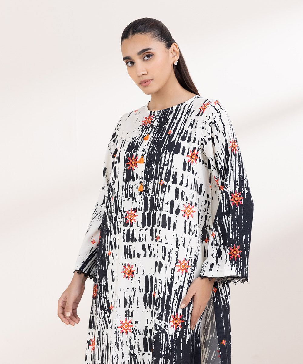 Women's Pret Linen Embroidered Multi A-Line Shirt