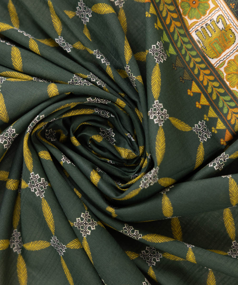 Women's Textured Voile Green Printed Dupatta