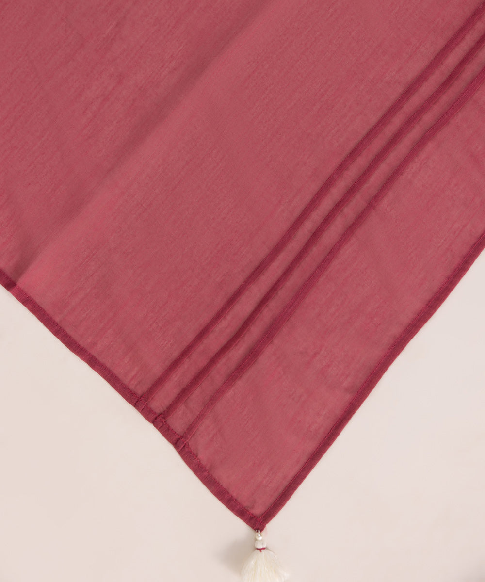 Dull Raw Silk Solid Rosewood Pink Dupatta