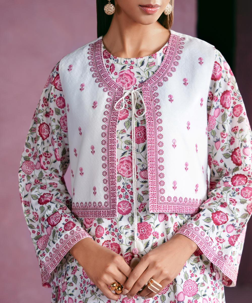 Women's Pret Lawn Embroidered Multi Front Open Jacket