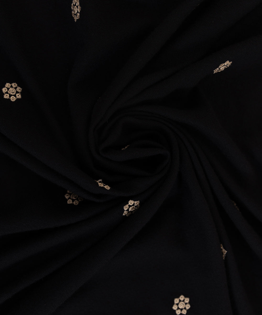 Embroidered Black Blended Shawl