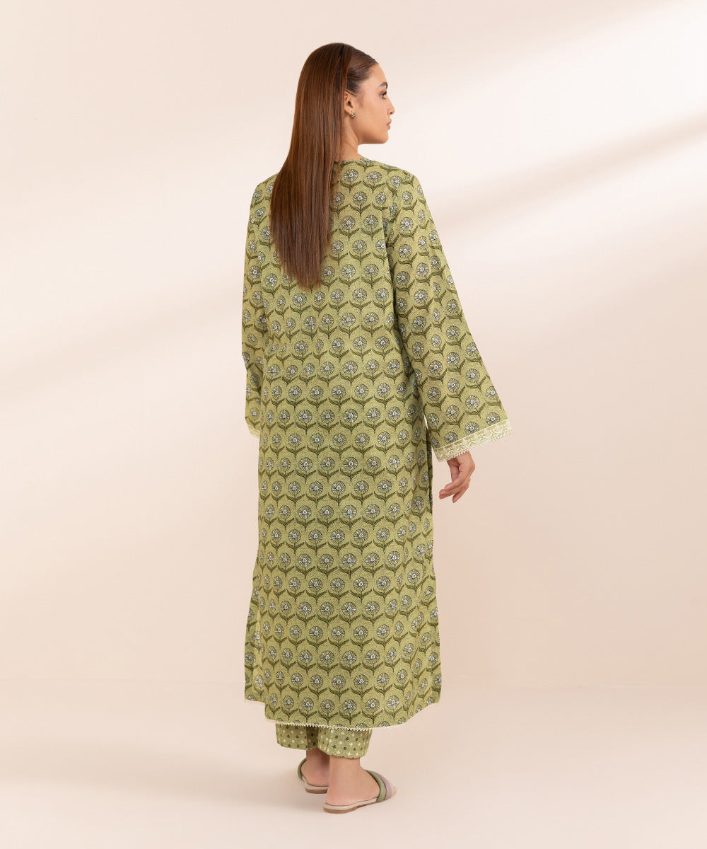 Women's Pret Lawn Green Printed Embroidered A-Line Shirt