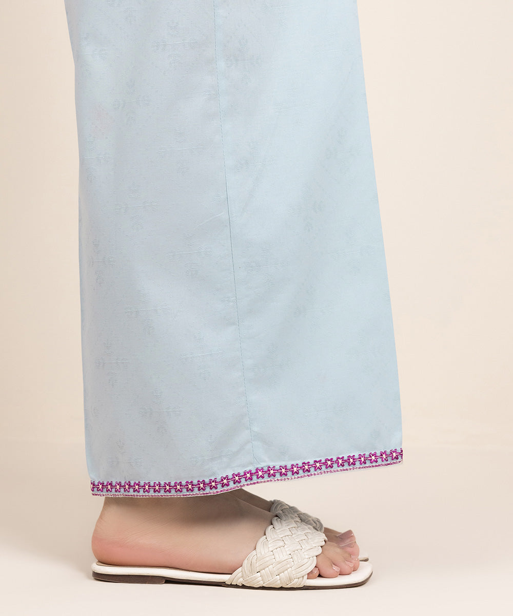 Women's Pret Cotton Embroidered Blue Culottes