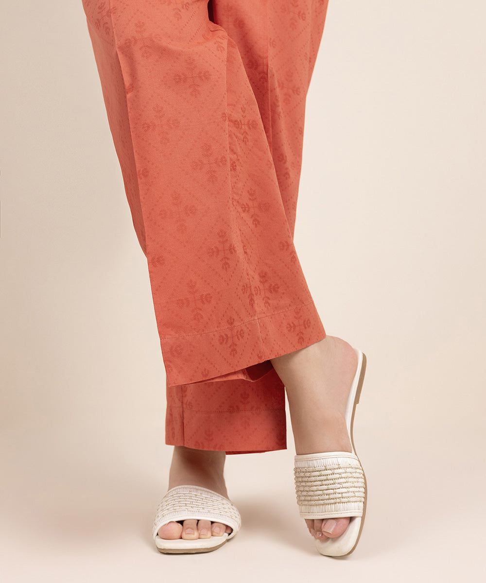 Women's Pret Cotton Solid Orange Culottes