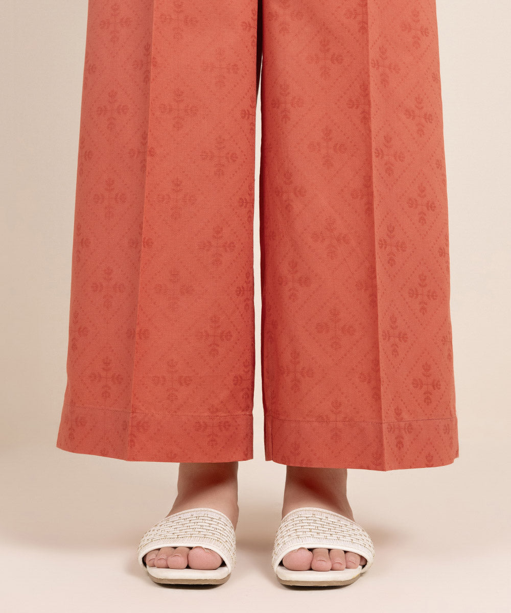 Women's Pret Cotton Solid Orange Culottes