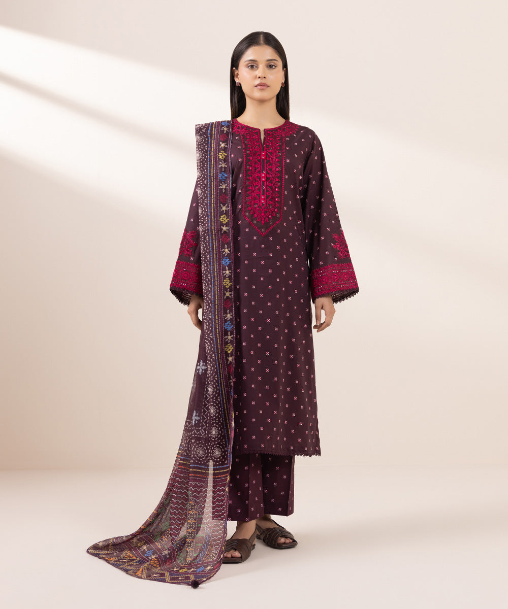 Manar Purple Printed Dupatta