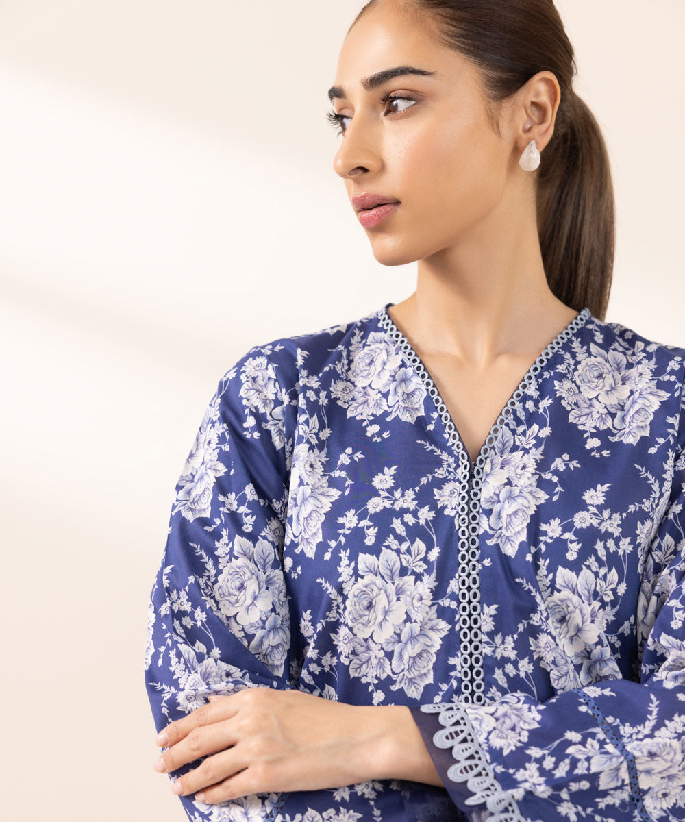 Women's Pret Lawn Printed Blue A-Line Shirt