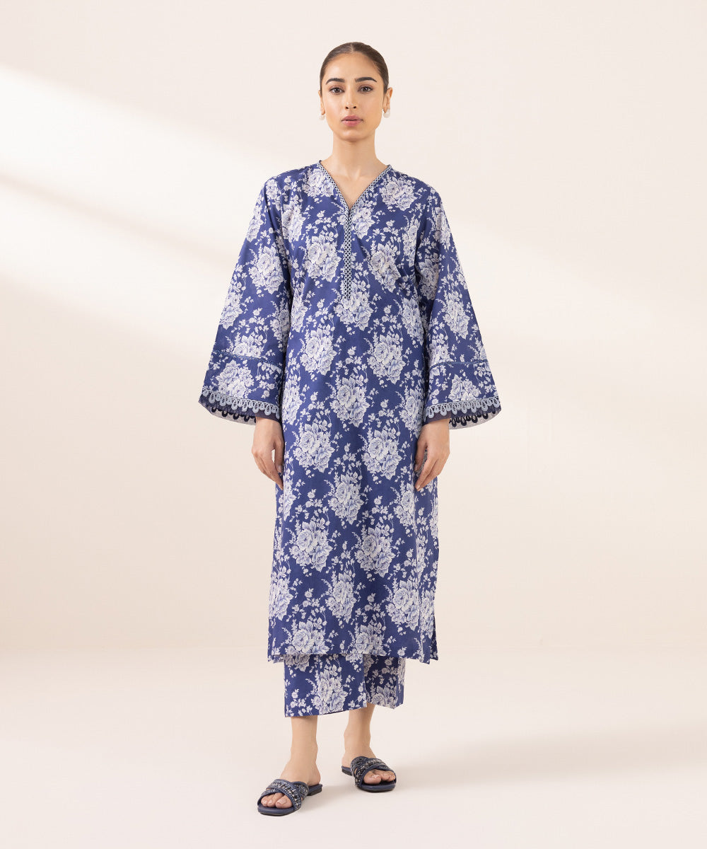 Women's Pret Lawn Printed Blue A-Line Shirt